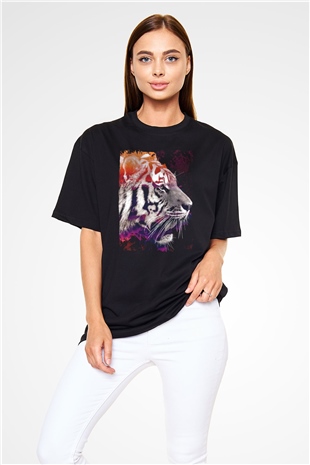 Kaplan Siyah Oversize Tişört Oversize T-shirt - TişörtFabrikası