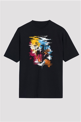 Kaplan Siyah Oversize Tişört Oversize T-shirt - TişörtFabrikası