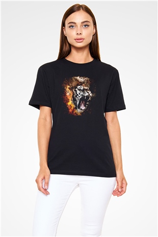 Kaplan Siyah Unisex Tişört T-Shirt - TişörtFabrikası
