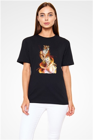 Kaplan Siyah Unisex Tişört T-Shirt - TişörtFabrikası