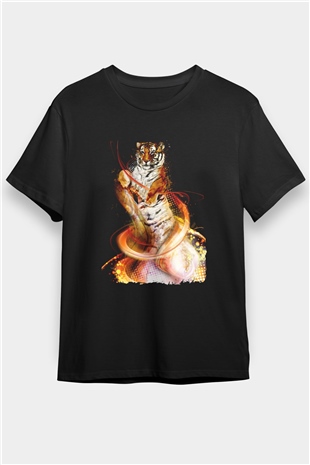 Kaplan Siyah Unisex Tişört T-Shirt - TişörtFabrikası