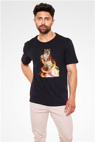 Kaplan Siyah Unisex Tişört T-Shirt - TişörtFabrikası