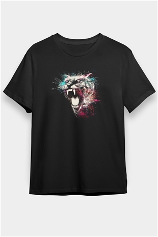 Kaplan Siyah Unisex Tişört T-Shirt - TişörtFabrikası