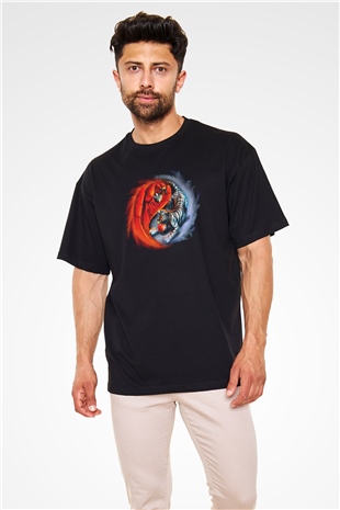 Kaplan Siyah Oversize Tişört Oversize T-shirt - TişörtFabrikası