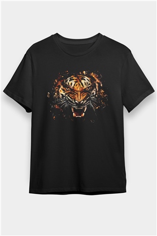 Kaplan Siyah Unisex Tişört T-Shirt - TişörtFabrikası