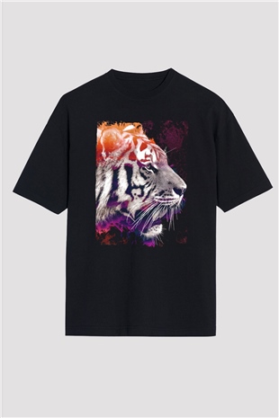Kaplan Siyah Oversize Tişört Oversize T-shirt - TişörtFabrikası