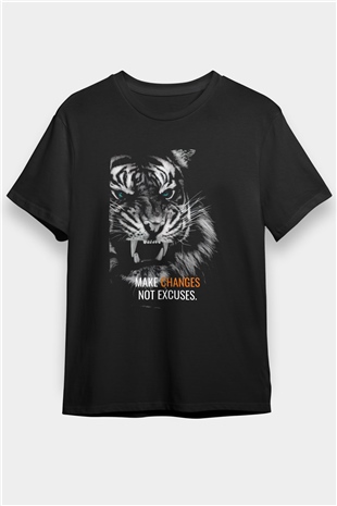Kaplan Siyah Unisex Tişört T-Shirt - TişörtFabrikası