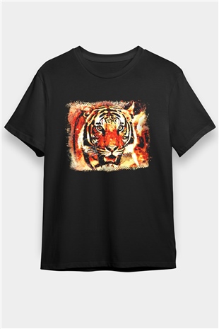 Kaplan Siyah Unisex Tişört T-Shirt - TişörtFabrikası