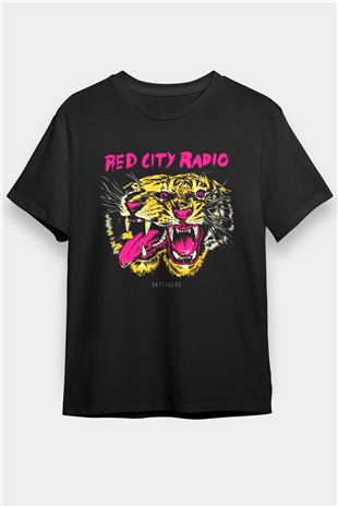 Red City Radio Siyah Unisex Tişört T-Shirt - TişörtFabrikası