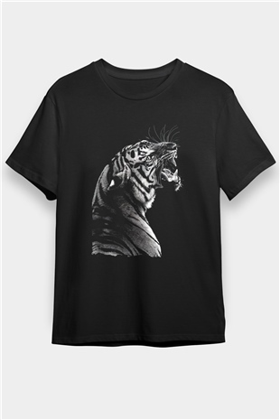 Kaplan Siyah Unisex Tişört T-Shirt - TişörtFabrikası