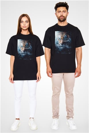 Kaplan Siyah Oversize Tişört Oversize T-shirt - TişörtFabrikası