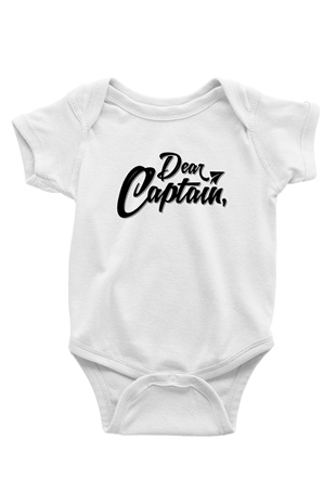 Kaptan Baskılı Beyaz Unisex Bebek Body - Zıbın