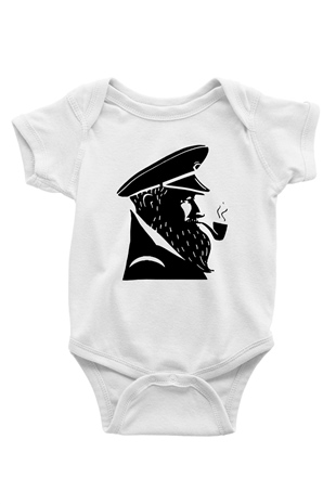 Kaptan Baskılı Beyaz Unisex Bebek Body - Zıbın
