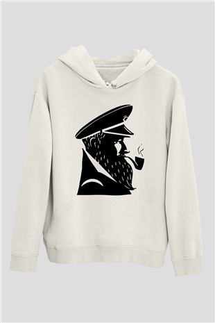 Kaptan Beyaz Unisex Hoodie
