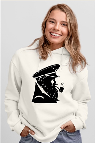 Kaptan Beyaz Unisex Hoodie