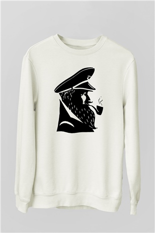 Kaptan Beyaz Unisex Sweatshirt