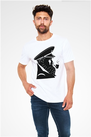 Kaptan Beyaz Unisex Tişört T-Shirt - TişörtFabrikası