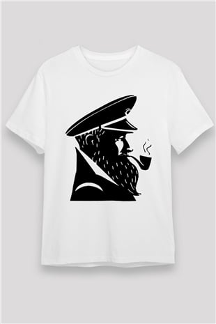 Kaptan Beyaz Unisex Tişört T-Shirt - TişörtFabrikası