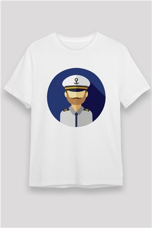 Kaptan Beyaz Unisex Tişört T-Shirt - TişörtFabrikası