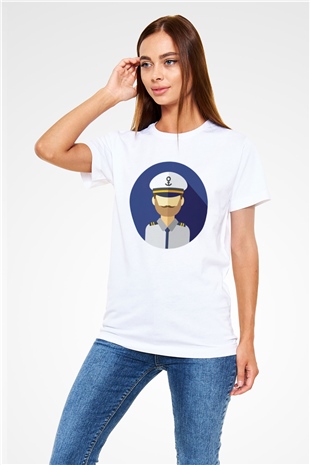 Kaptan Beyaz Unisex Tişört T-Shirt - TişörtFabrikası
