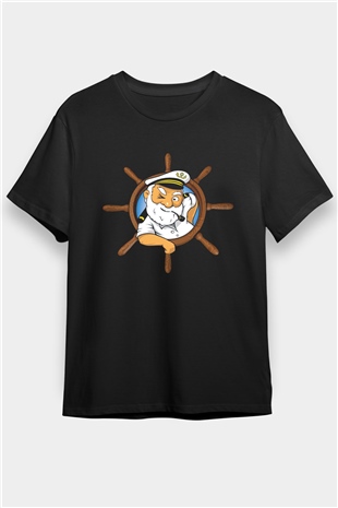 Kaptan Siyah Unisex Tişört T-Shirt - TişörtFabrikası