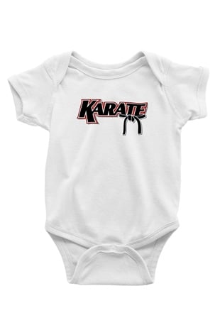 Karate Baskılı Beyaz Unisex Bebek Body - Zıbın
