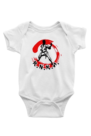 Karate Baskılı Beyaz Unisex Bebek Body - Zıbın