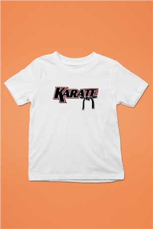 Karate Baskılı Beyaz Unisex Çocuk Tişört