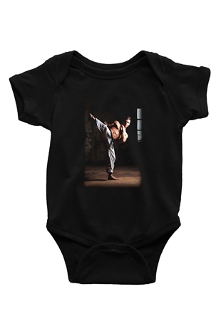 Karate Baskılı Siyah Bebek Body - Zıbın
