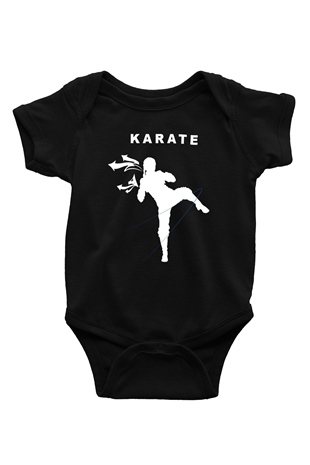 Karate Baskılı Siyah Bebek Body - Zıbın