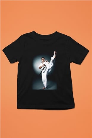 Karate Baskılı Siyah Unisex Çocuk Tişört