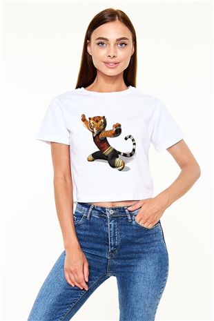 Karate Beyaz Croptop Tişört