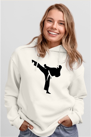 Karate Beyaz Unisex Hoodie