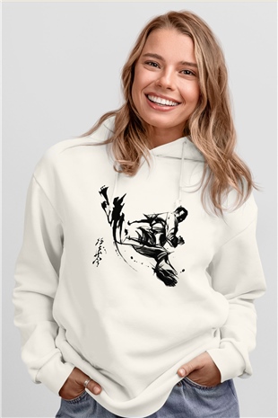 Karate Beyaz Unisex Hoodie
