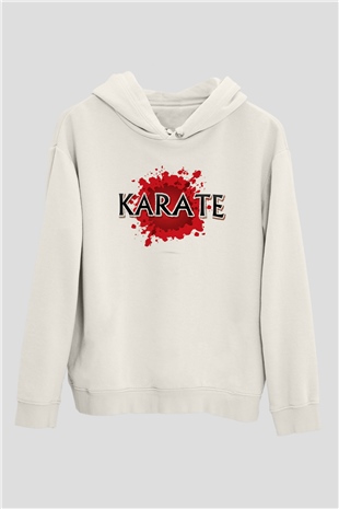 Karate Beyaz Unisex Kapüşonlu Sweatshirt