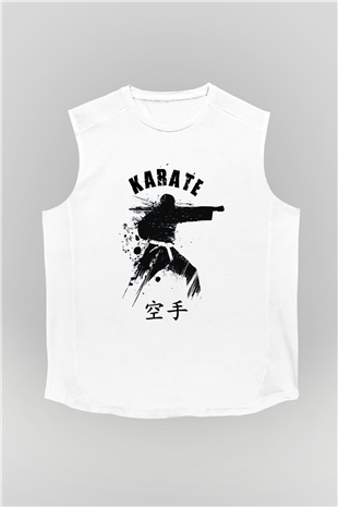 Karate Beyaz Unisex Kolsuz Tişört