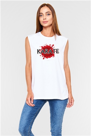 Karate Beyaz Unisex Kolsuz Tişört