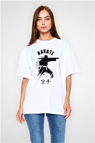 Karate Beyaz Unisex Oversize Tişört T-Shirt