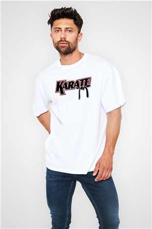 Karate Beyaz Unisex Oversize Tişört T-Shirt