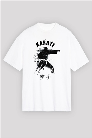 Karate Beyaz Unisex Oversize Tişört T-Shirt