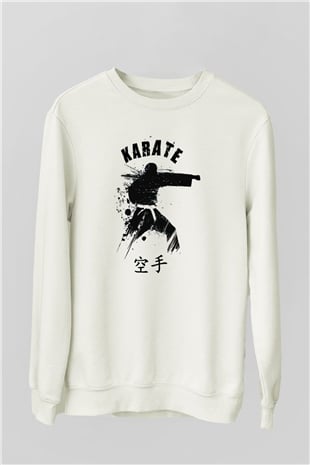 Karate Beyaz Unisex Sweatshirt
