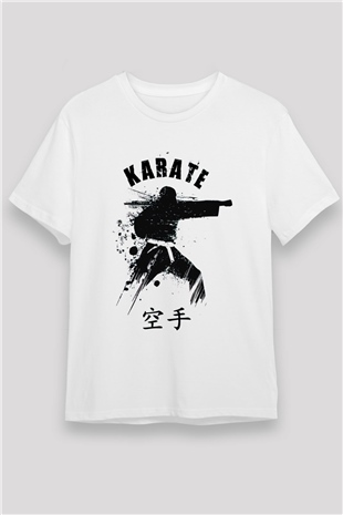 Karate Beyaz Unisex Tişört T-Shirt - TişörtFabrikası