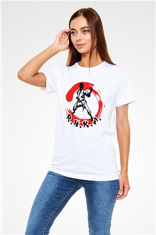 Karate Beyaz Unisex Tişört T-Shirt - TişörtFabrikası