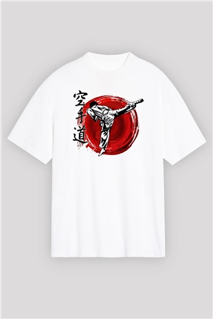 Karate Beyaz Oversize Tişört Oversize T-shirt - TişörtFabrikası