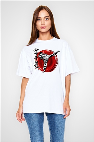 Karate Beyaz Oversize Tişört Oversize T-shirt - TişörtFabrikası