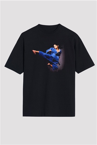 Karate Siyah Unisex Oversize Tişört T-Shirt