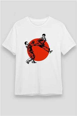 Karate Temalı Baskılı Beyaz Tişört