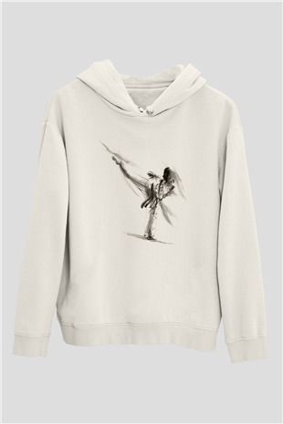 Karate Temalı Beyaz  Unisex Hoodie