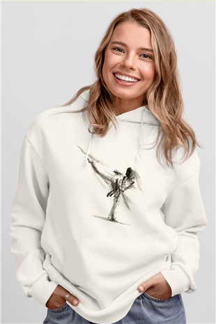 Karate Temalı Beyaz  Unisex Hoodie