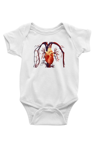 Kardiyolog Baskılı Beyaz Unisex Bebek Body - Zıbın
